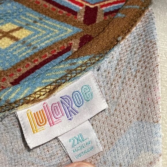 LuLaRoe Amelia geometric print short sleeve scoop neck casual plus size dress 2X - Picture 13 of 15